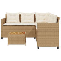 Thumbnail for Gartensofa in L-Form mit Tisch und Kissen Beige Poly Rattan
