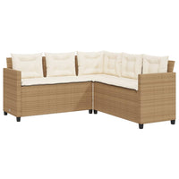 Thumbnail for Gartensofa in L-Form mit Tisch und Kissen Beige Poly Rattan