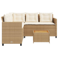 Thumbnail for Gartensofa in L-Form mit Tisch und Kissen Beige Poly Rattan