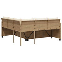 Thumbnail for Gartensofa in L-Form mit Tisch und Kissen Beige Poly Rattan