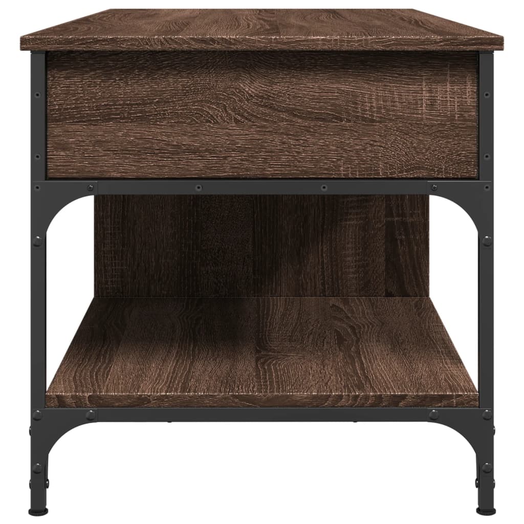 Couchtisch Braun Eichen-Optik 100x50x50 cm Holzwerkstoff Metall