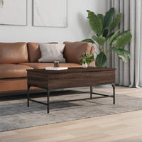 Thumbnail for Couchtisch Braun Eichen-Optik 100x50x45 cm Holzwerkstoff Metall