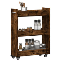 Thumbnail for Schrank mit Rollen Räuchereiche 60x22x79 cm Holzwerkstoff