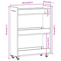 Thumbnail for Schrank mit Rollen Räuchereiche 60x22x79 cm Holzwerkstoff