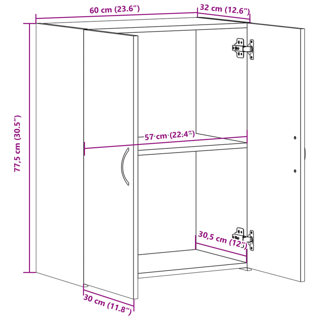 Aktenschrank Weiß 60x32x77,5 cm Holzwerkstoff