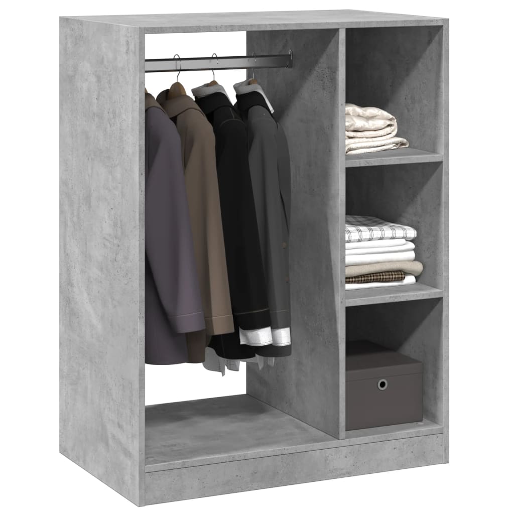 Kleiderschrank Betongrau 77x48x102 cm Holzwerkstoff