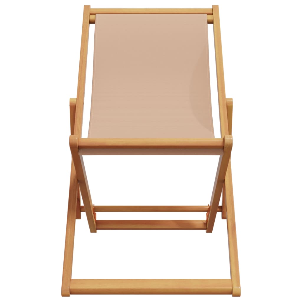 Strandstühle 2 Stk. Klappbar Taupe Stoff und Massivholz