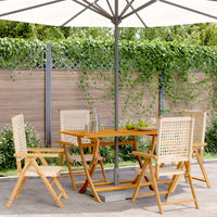 Thumbnail for Gartenstuhl Verstellbar 4 Stk. Beige Poly Rattan Massivholz