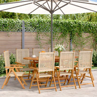 Thumbnail for Gartenstuhl Verstellbar 8 Stk. Beige Poly Rattan Massivholz