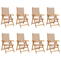 Thumbnail for Gartenstühle Verstellbar 8 Stk. Taupe Stoff und Massivholz