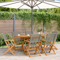 Thumbnail for Gartenstühle 6 Stk. Klappbar Grau Poly Rattan & Massivholz