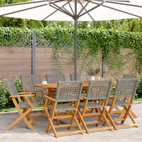 Thumbnail for Gartenstühle 8 Stk. Klappbar Grau Poly Rattan & Massivholz