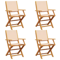 Thumbnail for Gartenstühle 4 Stk. Klappbar Beige Stoff und Massivholz