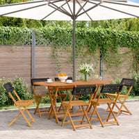 Thumbnail for Gartenstühle 6 Stk. Klappbar Schwarz Poly Rattan & Massivholz