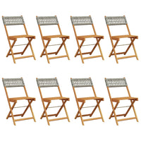 Thumbnail for Gartenstühle 8 Stk. Klappbar Grau Poly Rattan & Massivholz