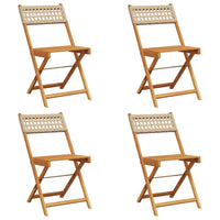 Thumbnail for Gartenstühle 4 Stk. Klappbar Beige Poly Rattan & Massivholz