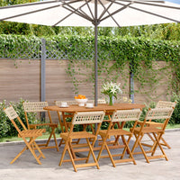 Thumbnail for Gartenstühle 8 Stk. Klappbar Beige Poly Rattan & Massivholz