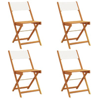 Thumbnail for Gartenstühle 4 Stk. Klappbar Cremeweiß Stoff und Massivholz