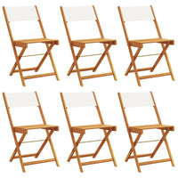 Thumbnail for Gartenstühle 6 Stk. Klappbar Cremeweiß Stoff und Massivholz
