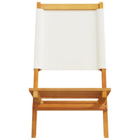 Thumbnail for Gartenstühle 4 Stk. Klappbar Cremeweiß Stoff und Massivholz