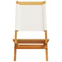 Thumbnail for Gartenstühle 6 Stk. Klappbar Cremeweiß Stoff und Massivholz