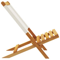 Thumbnail for Gartenstühle 8 Stk. Klappbar Cremeweiß Stoff und Massivholz