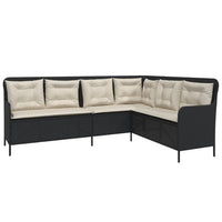 Thumbnail for Gartensofa in L-Form mit Kissen Schwarz Poly Rattan