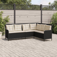 Thumbnail for Gartensofa in L-Form mit Kissen Schwarz Poly Rattan