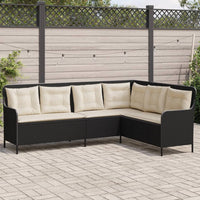 Thumbnail for Gartensofa in L-Form mit Kissen Schwarz Poly Rattan