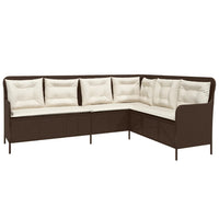 Thumbnail for Gartensofa in L-Form mit Kissen Braun Poly Rattan