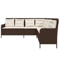 Thumbnail for Gartensofa in L-Form mit Kissen Braun Poly Rattan