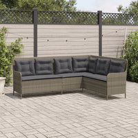 Thumbnail for Gartensofa in L-Form mit Kissen Grau Poly Rattan