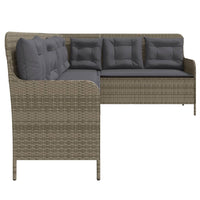 Thumbnail for Gartensofa in L-Form mit Kissen Grau Poly Rattan