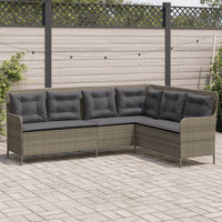 Thumbnail for Gartensofa in L-Form mit Kissen Grau Poly Rattan