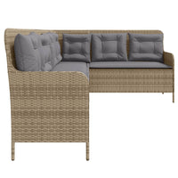 Thumbnail for Gartensofa in L-Form mit Kissen Beige Poly Rattan