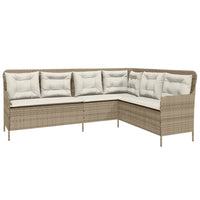 Thumbnail for Gartensofa in L-Form mit Kissen Beige Poly Rattan