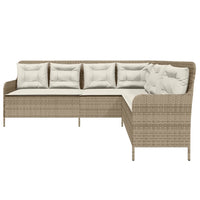 Thumbnail for Gartensofa in L-Form mit Kissen Beige Poly Rattan