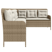 Thumbnail for Gartensofa in L-Form mit Kissen Beige Poly Rattan