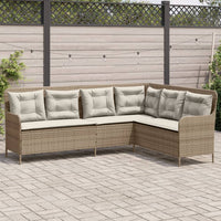 Thumbnail for Gartensofa in L-Form mit Kissen Beige Poly Rattan