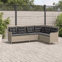 Thumbnail for Gartensofa in L-Form mit Kissen Hellgrau Poly Rattan
