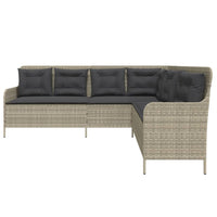 Thumbnail for Gartensofa in L-Form mit Kissen Hellgrau Poly Rattan