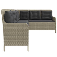 Thumbnail for Gartensofa in L-Form mit Kissen Hellgrau Poly Rattan