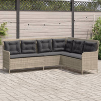 Thumbnail for Gartensofa in L-Form mit Kissen Hellgrau Poly Rattan