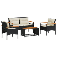 Thumbnail for 4-tlg. Garten-Sofagarnitur mit Kissen Schwarz Poly Rattan