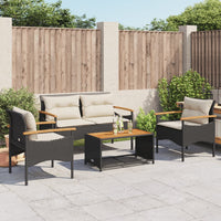 Thumbnail for 4-tlg. Garten-Sofagarnitur mit Kissen Schwarz Poly Rattan