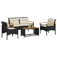 Thumbnail for 4-tlg. Garten-Sofagarnitur mit Kissen Schwarz Poly Rattan