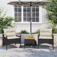 Thumbnail for 3-tlg. Garten-Sofagarnitur mit Kissen Schwarz Poly Rattan
