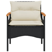 Thumbnail for 3-tlg. Garten-Sofagarnitur mit Kissen Schwarz Poly Rattan