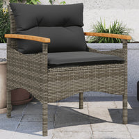 Thumbnail for 3-tlg. Garten-Sofagarnitur mit Kissen Grau Poly Rattan