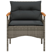 Thumbnail for 3-tlg. Garten-Sofagarnitur mit Kissen Grau Poly Rattan